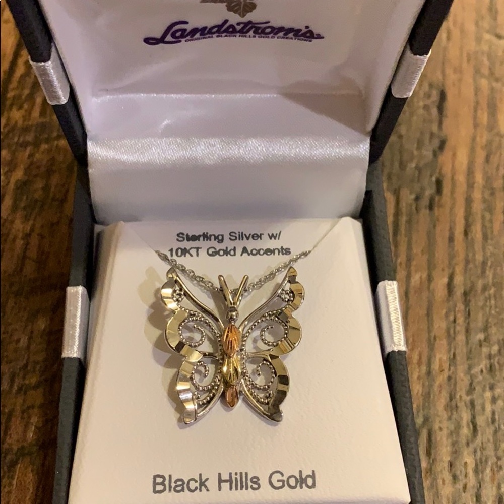Black hills gold butterfly necklace